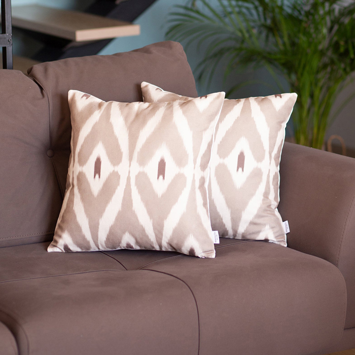 Ikat Lumbar 12"x 20" & Square 18"x 18" Boho Throw Pillow Covers Sets