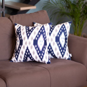 Navy Blue - 18x18 2-piece Ikat Lumbar 12"x 20" & Square 18"x 18" Boho Throw Pillow Covers Sets