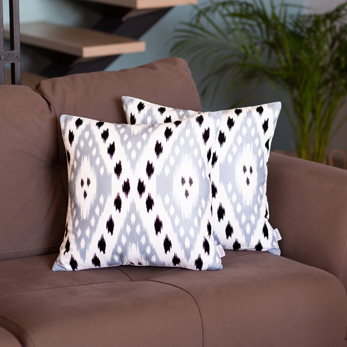 Ikat Lumbar 12"x 20" & Square 18"x 18" Boho Throw Pillow Covers Sets