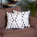 Gray; White - 18x18 2-piece Ikat Lumbar 12"x 20" & Square 18"x 18" Boho Throw Pillow Covers Sets