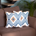 Blue - 18x18 2-piece Ikat Lumbar 12"x 20" & Square 18"x 18" Boho Throw Pillow Covers Sets