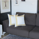 White, Yellow - 18x18 2-piece Decorative Throw Pillow Cover Greek Key Square & Lumbar for Couch, Bedding