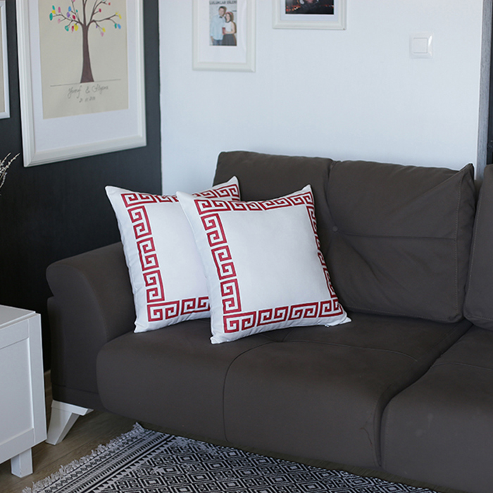 Decorative Throw Pillow Cover Greek Key Square & Lumbar for Couch, Bedding