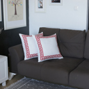 White, Red - 18x18 2-piece Decorative Throw Pillow Cover Greek Key Square & Lumbar for Couch, Bedding