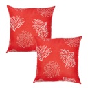 Red & White 2 covers Nautical Coastal Reef Decorative Single Throw Pillow Cover 18" in. x 18" in. Square