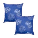 Blue & White 2 covers Nautical Coastal Reef Decorative Single Throw Pillow Cover 18" in. x 18" in. Square