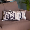Beige - 12x20 2-piece Ikat Lumbar 12"x 20" & Square 18"x 18" Boho Throw Pillow Covers Sets