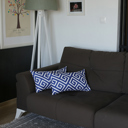 Blue - 12x20 2-piece Decorative Throw Pillow Cover Greek Key Square & Lumbar for Couch, Bedding