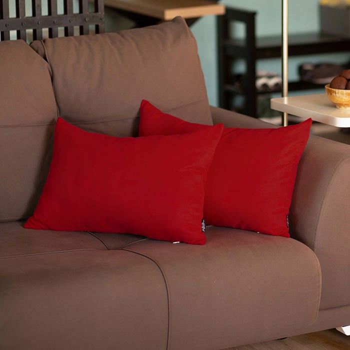 Honey Set of 2 Decorative Throw Pillow Cover Solid Color Lumbar & Square Pillowcase for Couch, Bedding