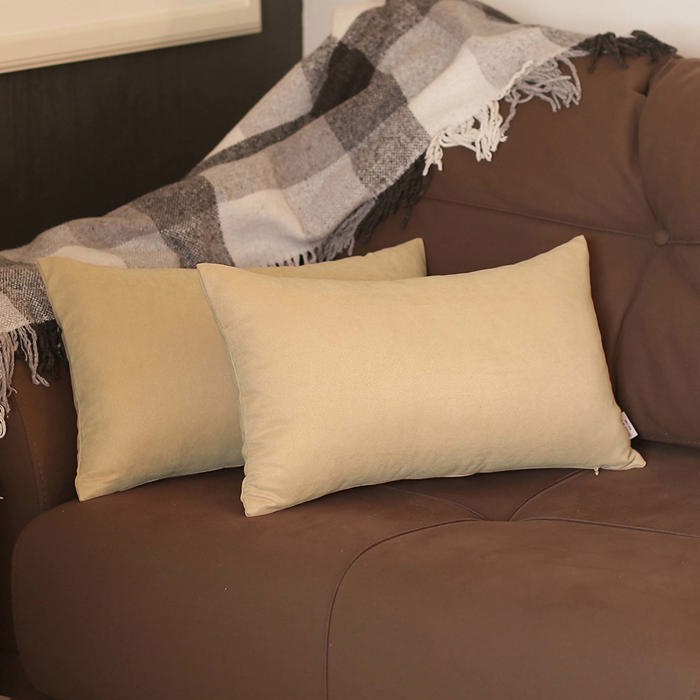 Honey Set of 2 Decorative Throw Pillow Cover Solid Color Lumbar & Square Pillowcase for Couch, Bedding