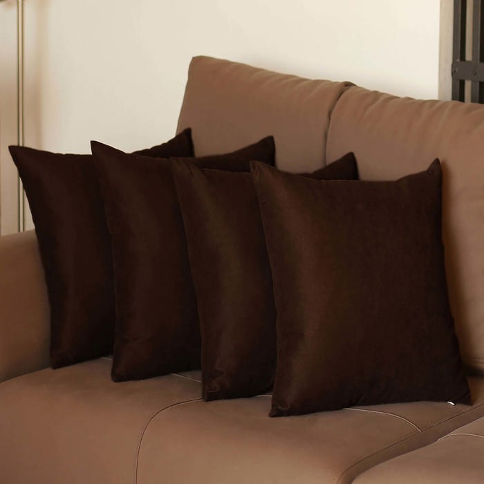 Honey Set of 4 Decorative Throw Pillow Cover Solid Color Lumbar & Square Pillowcase for Couch, Bedding