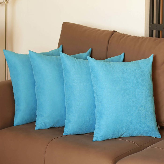 Honey Set of 4 Decorative Throw Pillow Cover Solid Color Lumbar & Square Pillowcase for Couch, Bedding