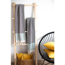 Blue 2-piece Handwoven Throw Blanket 40" x 70" Turkish Cotton 100% with Tassels for Couch, Sofa