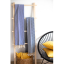 Blue 2-piece Handwoven Throw Blanket 40" x 70" Turkish Cotton 100% with Tassels for Couch, Sofa, Bedding