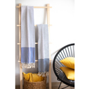 Blue 2-piece Handwoven Throw Blanket 40" x 70" Turkish Cotton 100% with Tassels for Couch, Bedding