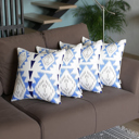 Blue; White; Purple - 18x18 4-piece Ikat Lumbar 12"x 20" & Square 18"x 18" Boho Throw Pillow Covers Sets