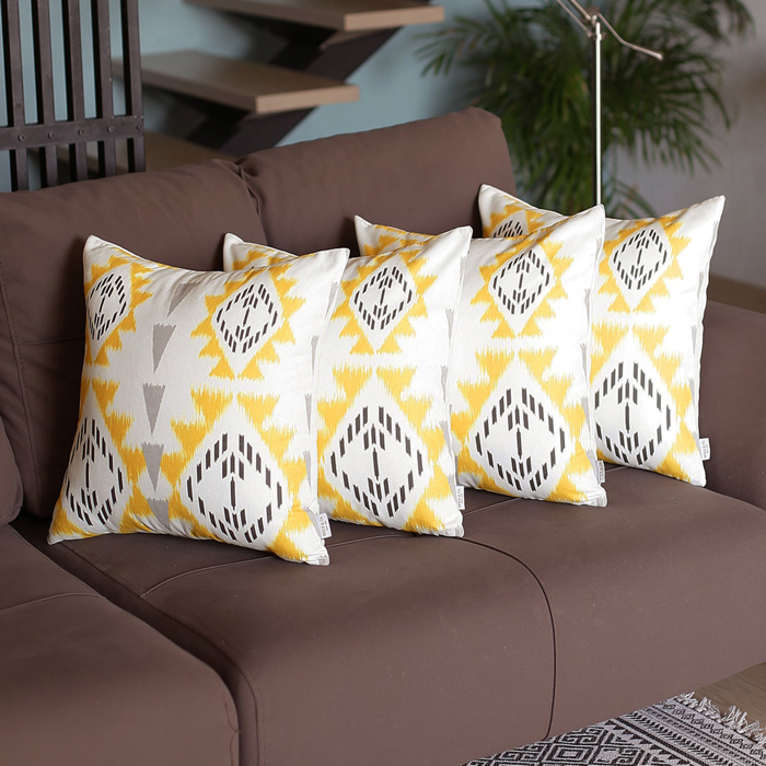 Ikat Lumbar 12"x 20" & Square 18"x 18" Boho Throw Pillow Covers Sets