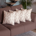 Tortilla Brown - 18x18 4-piece Ikat Lumbar 12"x 20" & Square 18"x 18" Boho Throw Pillow Covers Sets