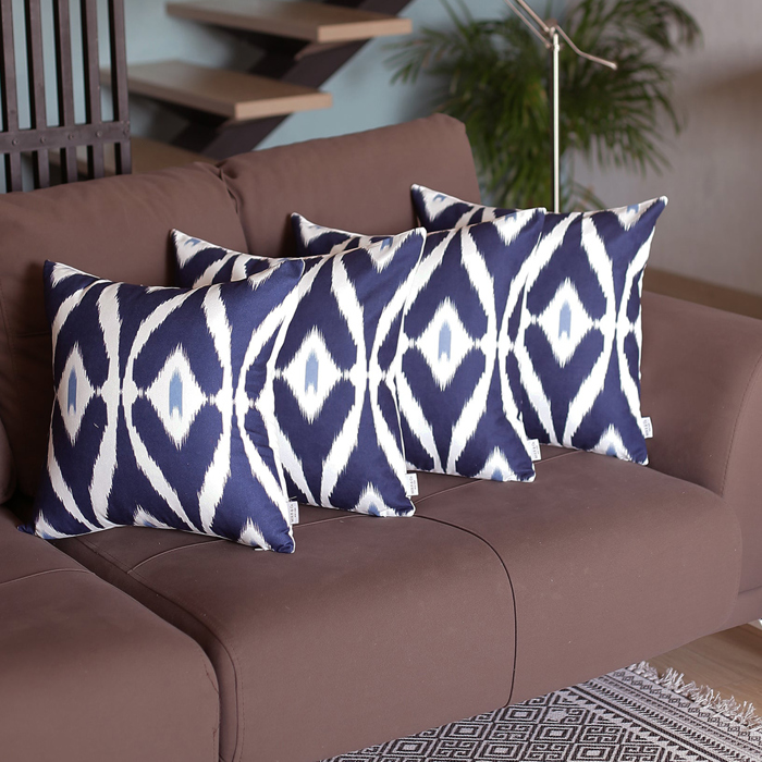 Ikat Lumbar 12"x 20" & Square 18"x 18" Boho Throw Pillow Covers Sets