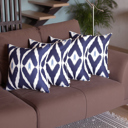 Navy Blue; White - 18x18 4-piece Ikat Lumbar 12"x 20" & Square 18"x 18" Boho Throw Pillow Covers Sets