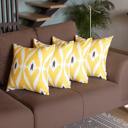 Yellow; White; Purple - 18x18 4-piece Ikat Lumbar 12"x 20" & Square 18"x 18" Boho Throw Pillow Covers Sets