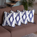 Navy Blue - 18x18 4-piece Ikat Lumbar 12"x 20" & Square 18"x 18" Boho Throw Pillow Covers Sets