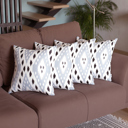 Gray; White - 18x18 4-piece Ikat Lumbar 12"x 20" & Square 18"x 18" Boho Throw Pillow Covers Sets