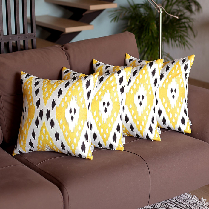 Ikat Lumbar 12"x 20" & Square 18"x 18" Boho Throw Pillow Covers Sets