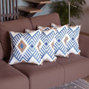 Blue - 18x18 4-piece Ikat Lumbar 12"x 20" & Square 18"x 18" Boho Throw Pillow Covers Sets
