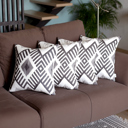 Gray - 18x18 4-piece Ikat Lumbar 12"x 20" & Square 18"x 18" Boho Throw Pillow Covers Sets