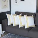 White, Yellow - 18x18 4-piece Decorative Throw Pillow Cover Greek Key Square & Lumbar for Couch, Bedding