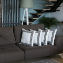 White, Black - 18x18 4-piece Decorative Throw Pillow Cover Greek Key Square & Lumbar for Couch, Bedding