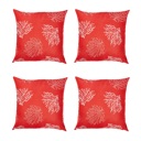 Red & White 4 covers Nautical Coastal Reef Decorative Single Throw Pillow Cover 18" in. x 18" in. Square