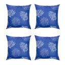 Blue & White 4 covers Nautical Coastal Reef Decorative Single Throw Pillow Cover 18" in. x 18" in. Square