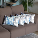 Blue; Navy Blue - 12x20 4-piece Ikat Lumbar 12"x 20" & Square 18"x 18" Boho Throw Pillow Covers Sets