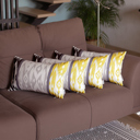 Gray; Yellow - 12x20 4-piece Ikat Lumbar 12"x 20" & Square 18"x 18" Boho Throw Pillow Covers Sets