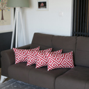 Red -12x20 4-piece Decorative Throw Pillow Cover Greek Key Square & Lumbar for Couch, Bedding