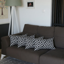Black - 12x20 4-piece Decorative Throw Pillow Cover Greek Key Square & Lumbar for Couch, Bedding