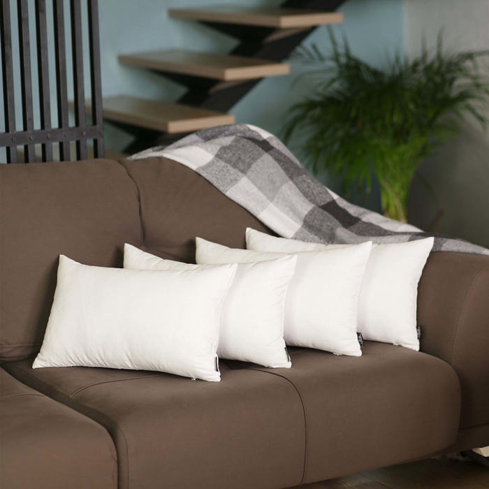 Honey Set of 4 Decorative Throw Pillow Cover Solid Color Lumbar & Square Pillowcase for Couch, Bedding