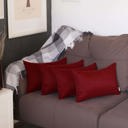Claret Red 12X20" Honey Set of 4 Decorative Throw Pillow Cover Solid Color Lumbar & Square Pillowcase for Couch, Bedding