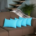 Sky Blue 12X20" Honey Set of 4 Decorative Throw Pillow Cover Solid Color Lumbar & Square Pillowcase for Couch, Bedding