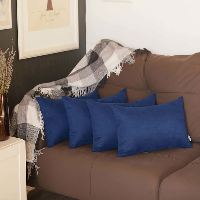 Honey Set of 4 Decorative Throw Pillow Cover Solid Color Lumbar & Square Pillowcase for Couch, Bedding