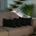 Black 12X20" Honey Set of 4 Decorative Throw Pillow Cover Solid Color Lumbar & Square Pillowcase for Couch, Bedding