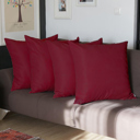 Claret Red 22X22" Honey Set of 4 Decorative Throw Pillow Cover Solid Color Lumbar & Square Pillowcase for Couch, Bedding