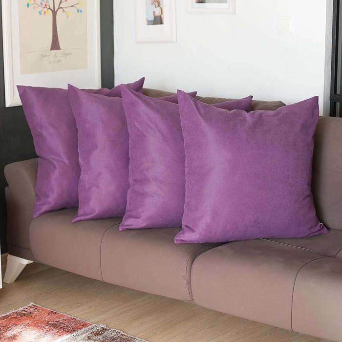 Honey Set of 4 Decorative Throw Pillow Cover Solid Color Lumbar & Square Pillowcase for Couch, Bedding