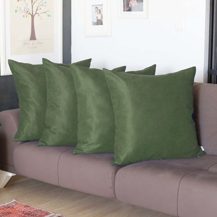 Honey Set of 4 Decorative Throw Pillow Cover Solid Color Lumbar & Square Pillowcase for Couch, Bedding