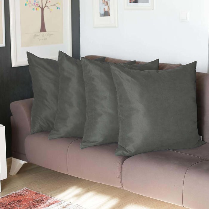 Honey Set of 4 Decorative Throw Pillow Cover Solid Color Lumbar & Square Pillowcase for Couch, Bedding
