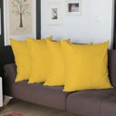 Yellow 22X22" Honey Set of 4 Decorative Throw Pillow Cover Solid Color Lumbar & Square Pillowcase for Couch, Bedding