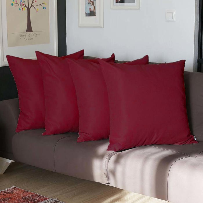 Honey Set of 4 Decorative Throw Pillow Cover Solid Color Lumbar & Square Pillowcase for Couch, Bedding
