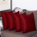 Claret Red 16X16" Honey Set of 4 Decorative Throw Pillow Cover Solid Color Lumbar & Square Pillowcase for Couch, Bedding